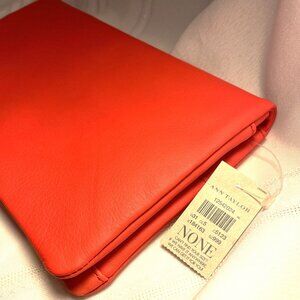 NWT Ann Taylor Soft Supple Genuine Leather Foldover Nappa Clutch